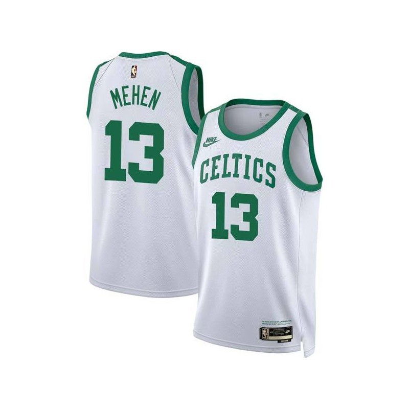 White Classic Dick Mehen Celtics #13 Twill Basketball Jersey FREE SHIPPING