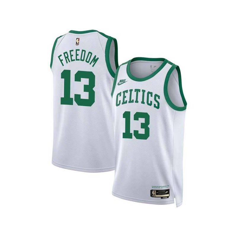 White Classic Enes Freedom Celtics #13 Twill Basketball Jersey FREE SHIPPING