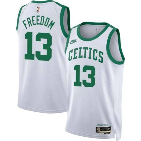 White Classic Enes Freedom Celtics #13 Twill Basketball Jersey FREE SHIPPING