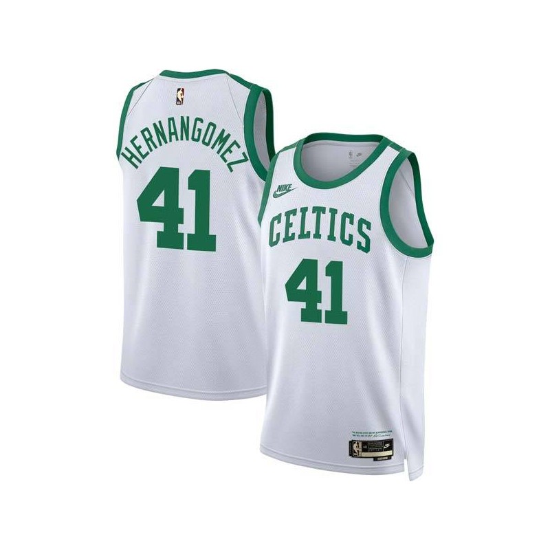 White Classic Juancho Hernangomez Celtics #41 Twill Basketball Jersey FREE SHIPPING