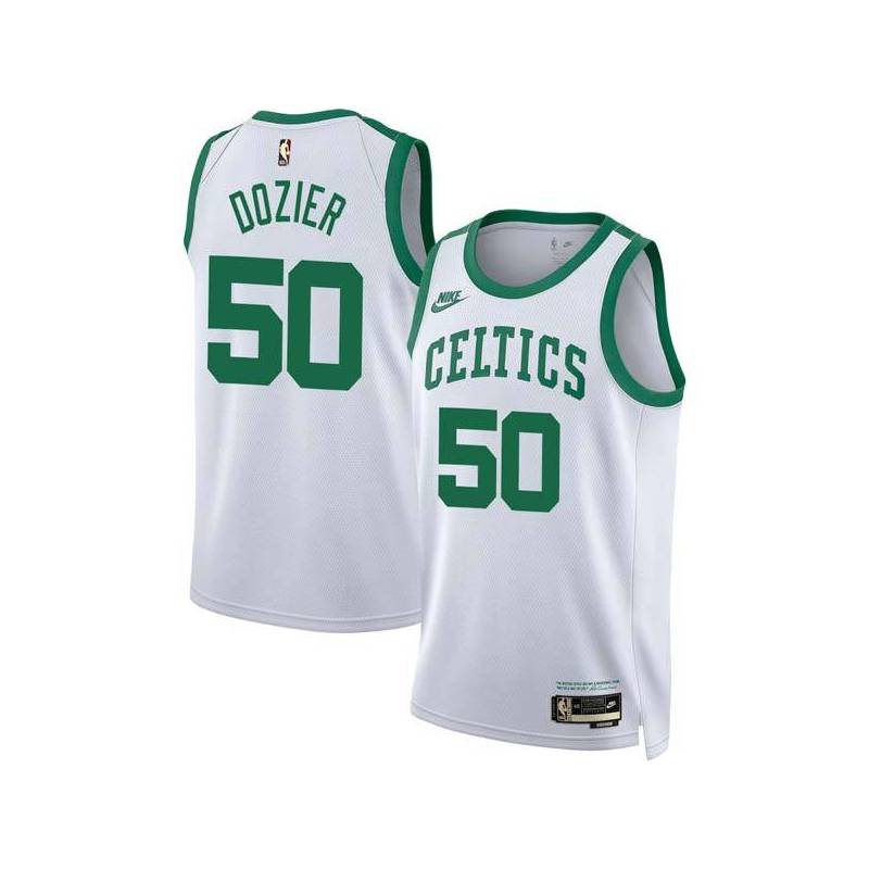 White Classic PJ Dozier Celtics #50 Twill Basketball Jersey FREE SHIPPING