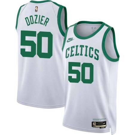 White Classic PJ Dozier Celtics #50 Twill Basketball Jersey FREE SHIPPING