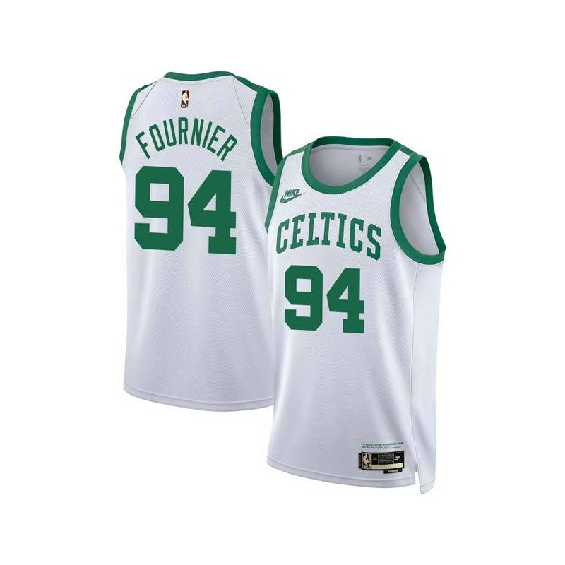 White Classic Evan Fournier Celtics #94 Twill Basketball Jersey FREE SHIPPING