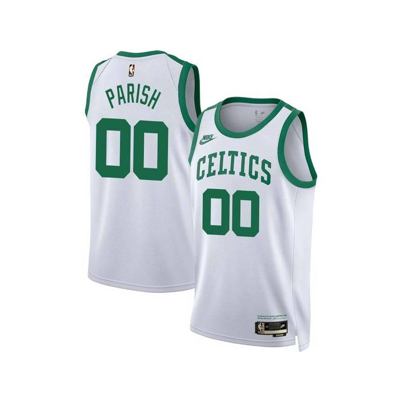White Classic Robert Parish Twill Basketball Jersey -Celtics #00 Parish Twill Jerseys, FREE SHIPPING