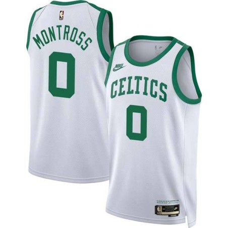 White Classic Eric Montross Twill Basketball Jersey -Celtics #0 Montross Twill Jerseys, FREE SHIPPING