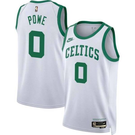 White Classic Leon Powe Twill Basketball Jersey -Celtics #0 Powe Twill Jerseys, FREE SHIPPING