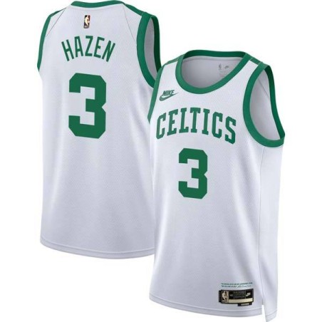 White Classic John Hazen Twill Basketball Jersey -Celtics #3 Hazen Twill Jerseys, FREE SHIPPING