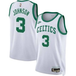White Classic Dennis Johnson Twill Basketball Jersey -Celtics #3 Johnson Twill Jerseys, FREE SHIPPING