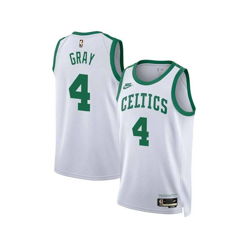 White Classic Wyndol Gray Twill Basketball Jersey -Celtics #4 Gray Twill Jerseys, FREE SHIPPING