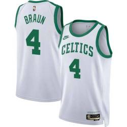 White Classic Carl Braun Twill Basketball Jersey -Celtics #4 Braun Twill Jerseys, FREE SHIPPING