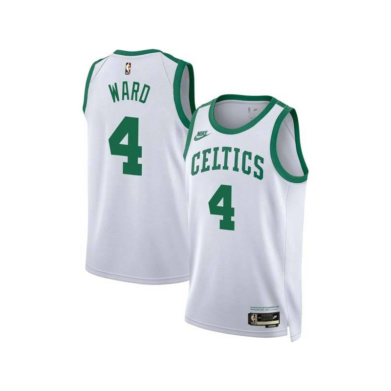 White Classic Gerry Ward Twill Basketball Jersey -Celtics #4 Ward Twill Jerseys, FREE SHIPPING