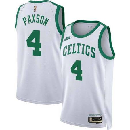 White Classic Jim Paxson Twill Basketball Jersey -Celtics #4 Paxson Twill Jerseys, FREE SHIPPING