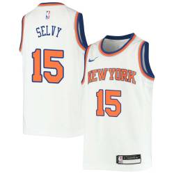 White Frank Selvy Twill Basketball Jersey -Knicks #15 Selvy Twill Jerseys, FREE SHIPPING