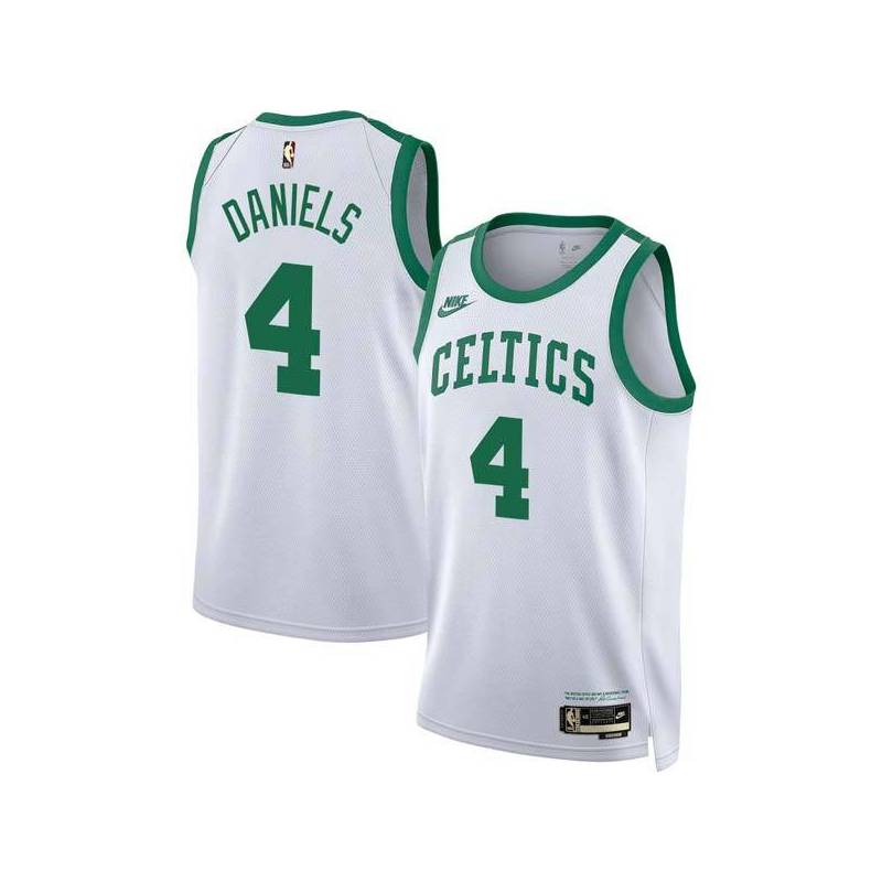 White Classic Marquis Daniels Twill Basketball Jersey -Celtics #4 Daniels Twill Jerseys, FREE SHIPPING