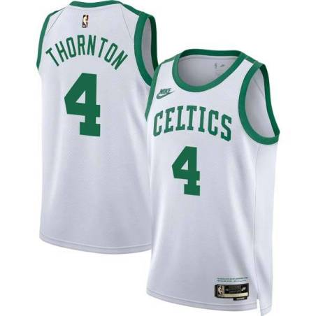 White Classic Marcus Thornton Twill Basketball Jersey -Celtics #4 Thornton Twill Jerseys, FREE SHIPPING