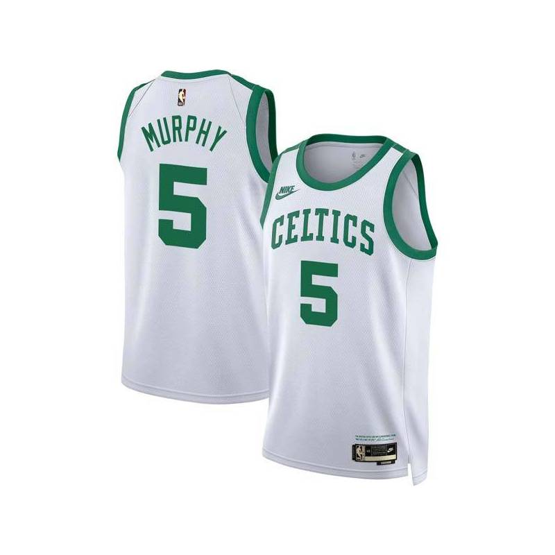 White Classic Dick Murphy Twill Basketball Jersey -Celtics #5 Murphy Twill Jerseys, FREE SHIPPING