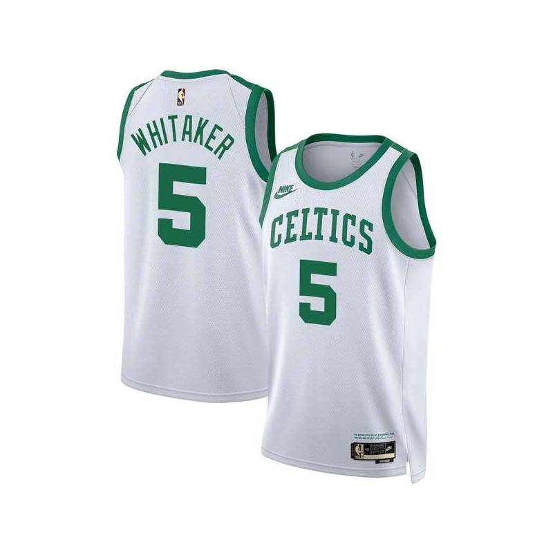 White Classic Skippy Whitaker Twill Basketball Jersey -Celtics #5 Whitaker Twill Jerseys, FREE SHIPPING