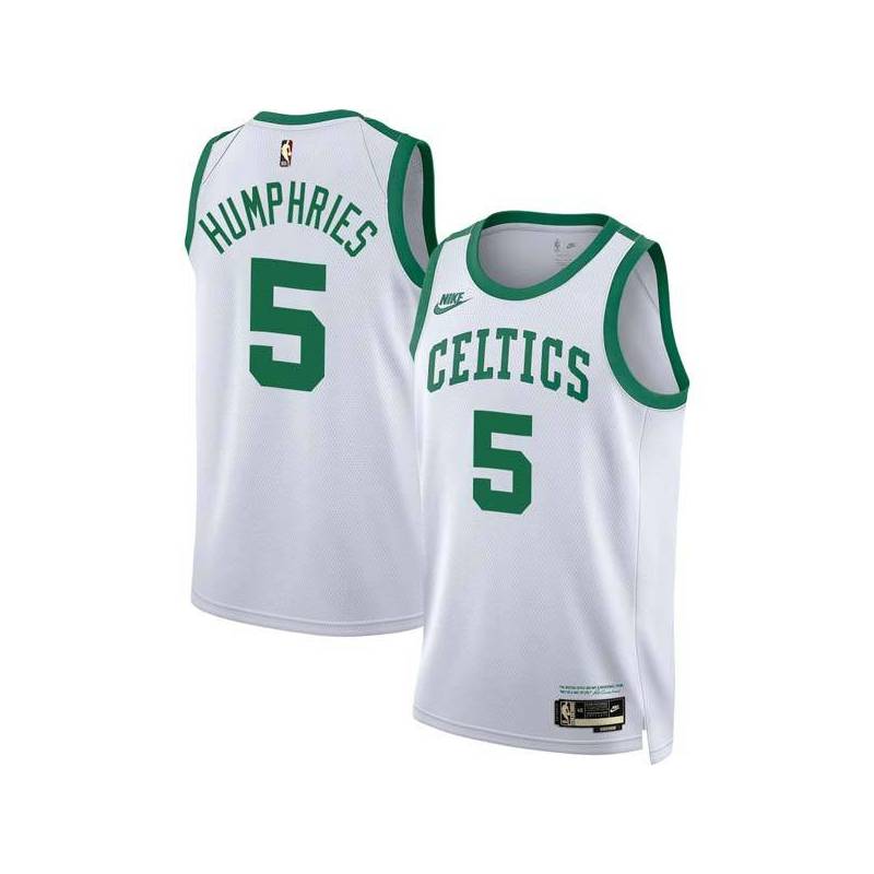 White Classic Jay Humphries Twill Basketball Jersey -Celtics #5 Humphries Twill Jerseys, FREE SHIPPING