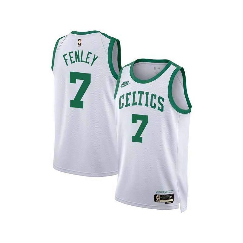 White Classic Warren Fenley Twill Basketball Jersey -Celtics #7 Fenley Twill Jerseys, FREE SHIPPING