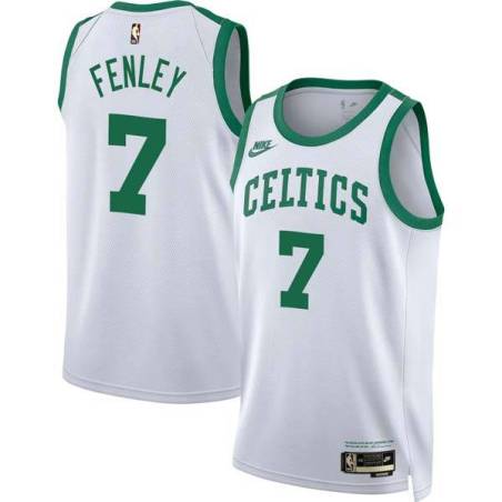 White Classic Warren Fenley Twill Basketball Jersey -Celtics #7 Fenley Twill Jerseys, FREE SHIPPING