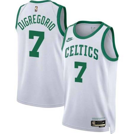 White Classic Ernie DiGregorio Twill Basketball Jersey -Celtics #7 DiGregorio Twill Jerseys, FREE SHIPPING