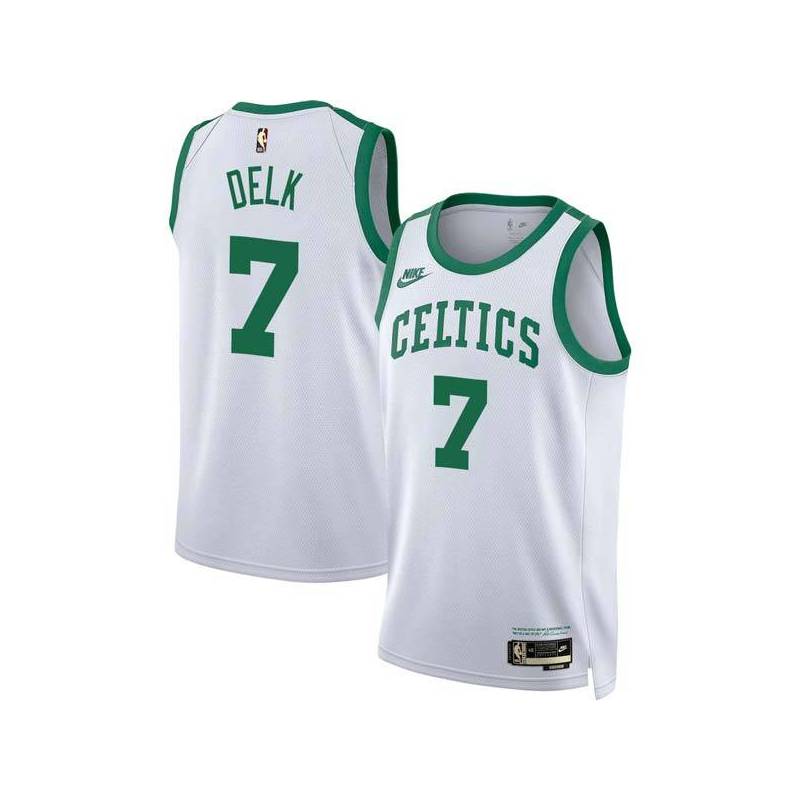 White Classic Tony Delk Twill Basketball Jersey -Celtics #7 Delk Twill Jerseys, FREE SHIPPING