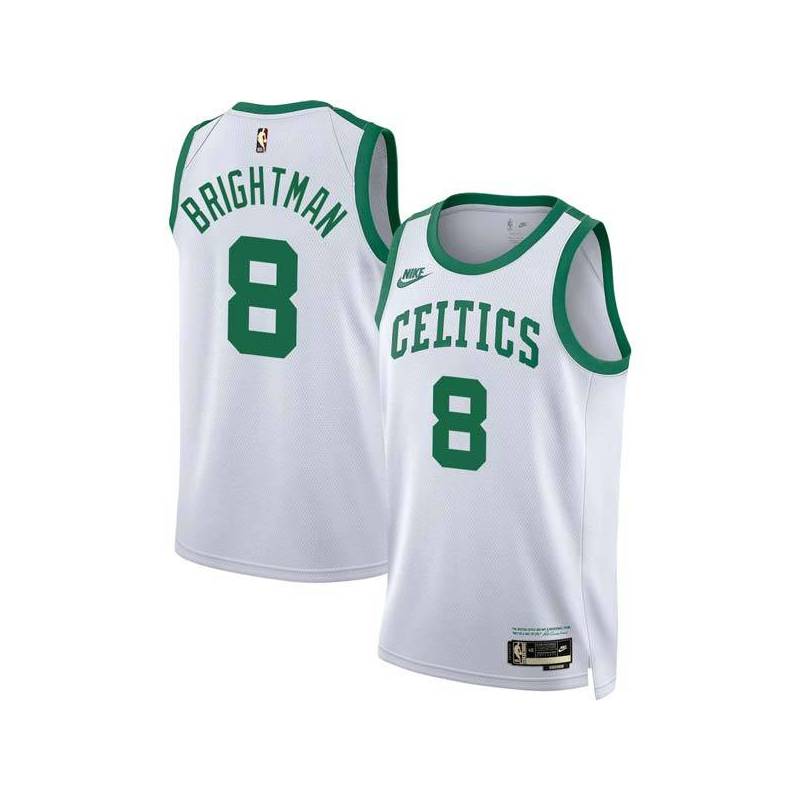 White Classic Al Brightman Twill Basketball Jersey -Celtics #8 Brightman Twill Jerseys, FREE SHIPPING