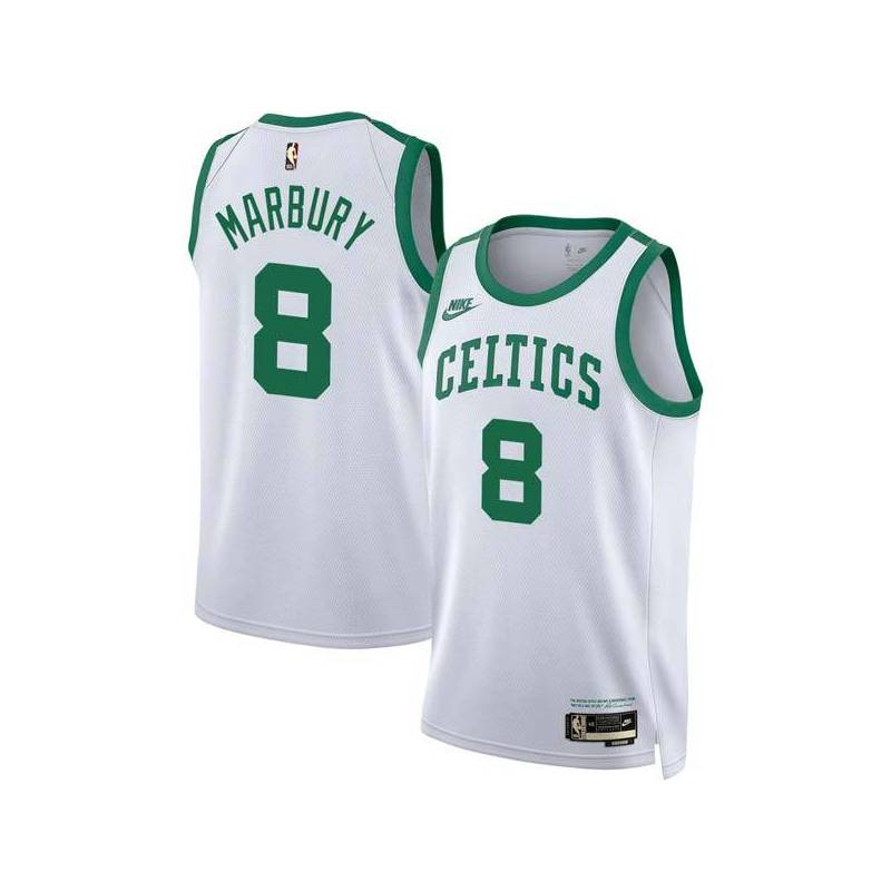 White Classic Stephon Marbury Twill Basketball Jersey -Celtics #8 Marbury Twill Jerseys, FREE SHIPPING