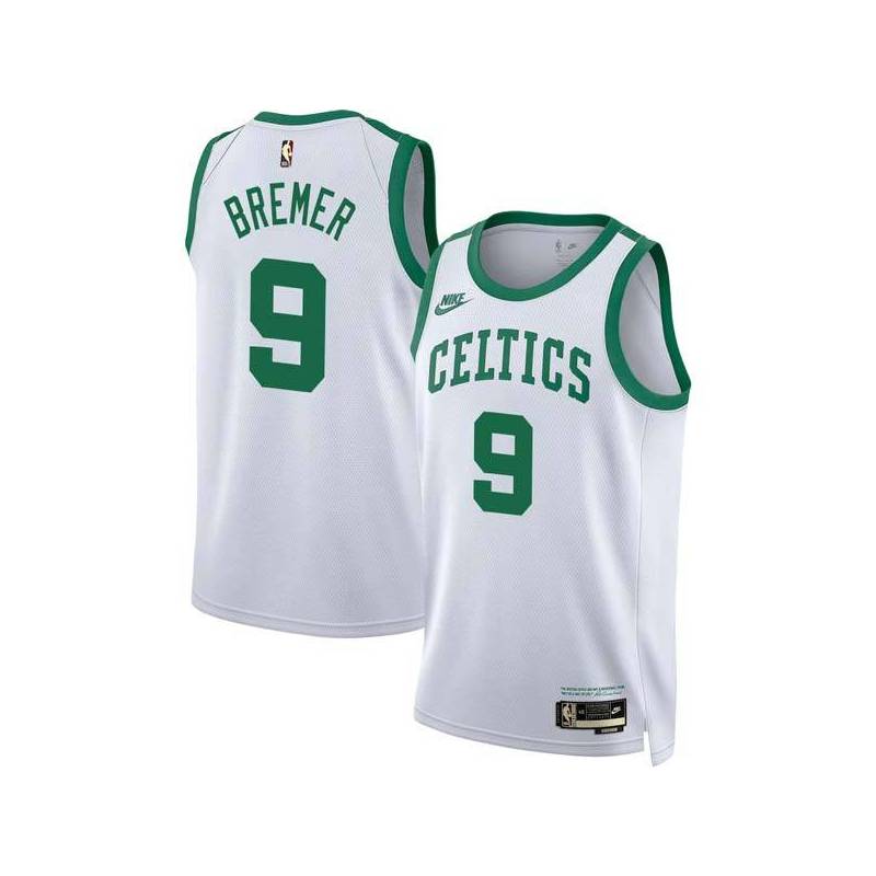 White Classic J.R. Bremer Twill Basketball Jersey -Celtics #9 Bremer Twill Jerseys, FREE SHIPPING