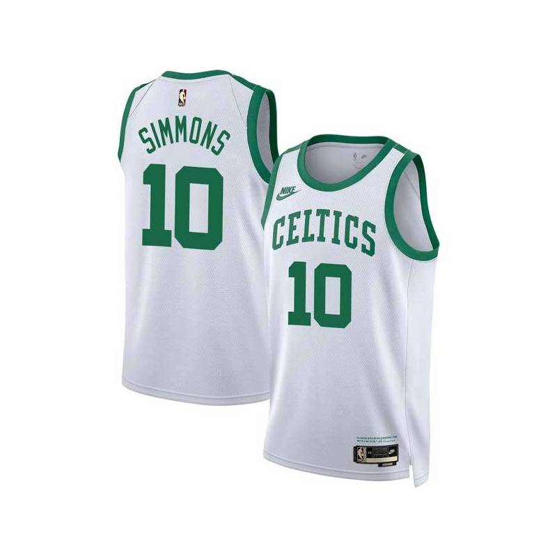 White Classic Connie Simmons Twill Basketball Jersey -Celtics #10 Simmons Twill Jerseys, FREE SHIPPING