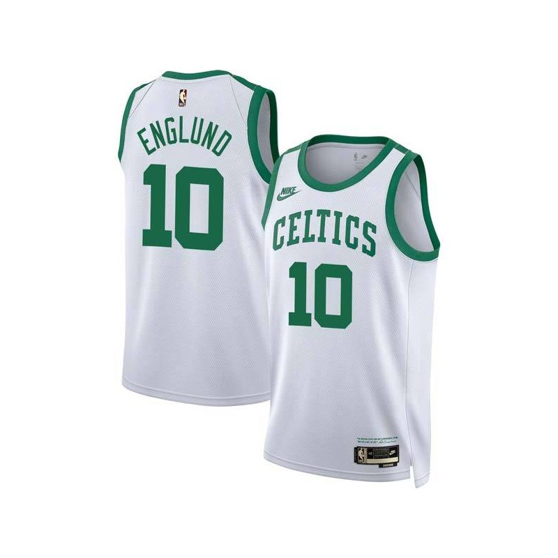 White Classic Gene Englund Twill Basketball Jersey -Celtics #10 Englund Twill Jerseys, FREE SHIPPING