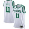 White Classic Charlie Scott Twill Basketball Jersey -Celtics #11 Scott Twill Jerseys, FREE SHIPPING