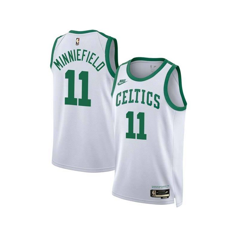 White Classic Dirk Minniefield Twill Basketball Jersey -Celtics #11 Minniefield Twill Jerseys, FREE SHIPPING