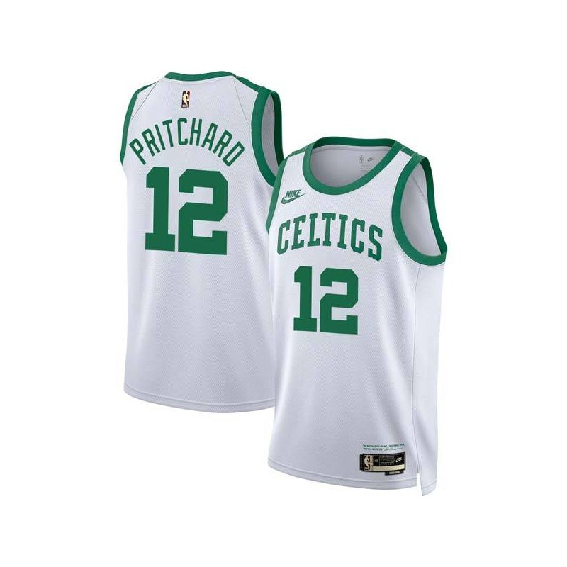 White Classic Kevin Pritchard Twill Basketball Jersey -Celtics #12 Pritchard Twill Jerseys, FREE SHIPPING