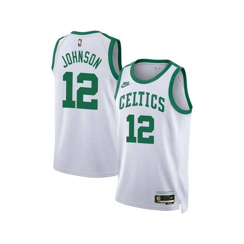 White Classic Chris Johnson Twill Basketball Jersey -Celtics #12 Johnson Twill Jerseys, FREE SHIPPING