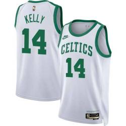 White Classic Jerry Kelly Twill Basketball Jersey -Celtics #14 Kelly Twill Jerseys, FREE SHIPPING