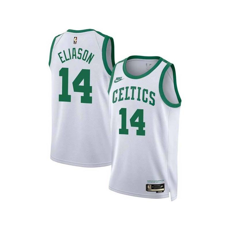 White Classic Don Eliason Twill Basketball Jersey -Celtics #14 Eliason Twill Jerseys, FREE SHIPPING