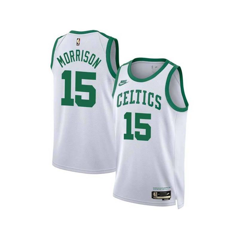 White Classic Red Morrison Twill Basketball Jersey -Celtics #15 Morrison Twill Jerseys, FREE SHIPPING