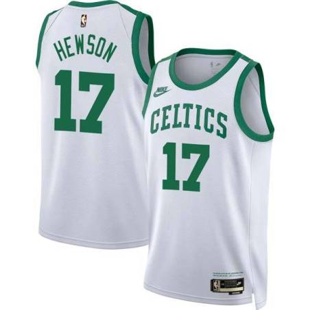 White Classic Jack Hewson Twill Basketball Jersey -Celtics #17 Hewson Twill Jerseys, FREE SHIPPING