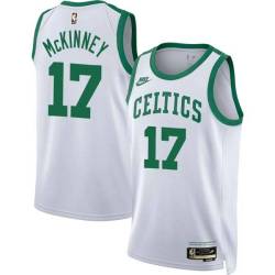 White Classic Bones McKinney Twill Basketball Jersey -Celtics #17 McKinney Twill Jerseys, FREE SHIPPING