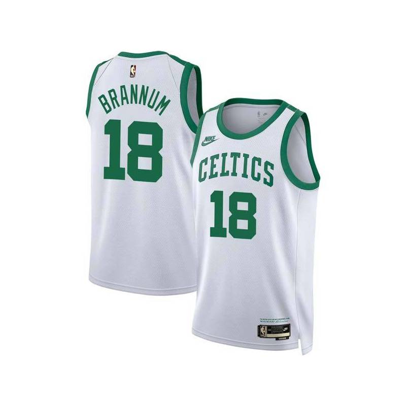 White Classic Bob Brannum Twill Basketball Jersey -Celtics #18 Brannum Twill Jerseys, FREE SHIPPING