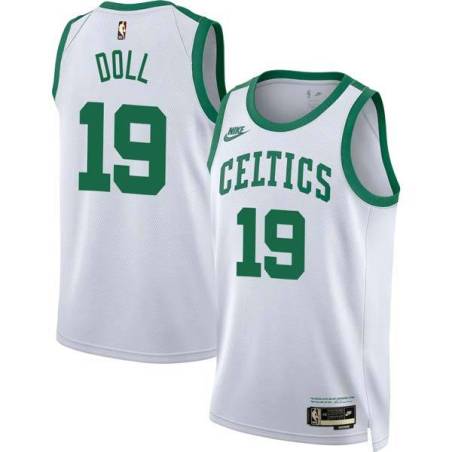 White Classic Bob Doll Twill Basketball Jersey -Celtics #19 Doll Twill Jerseys, FREE SHIPPING