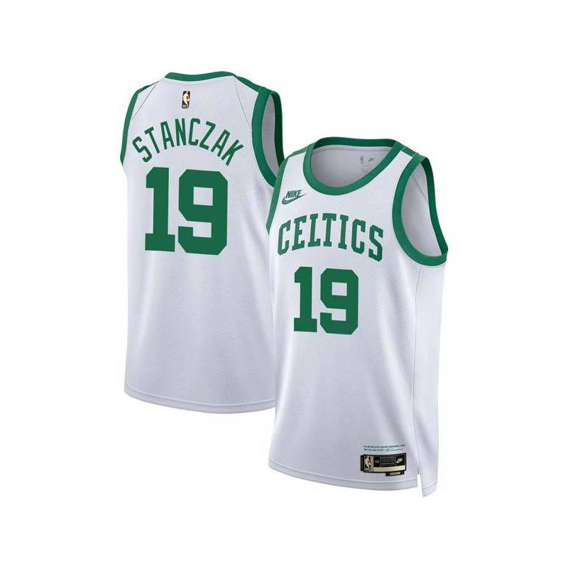 White Classic Ed Stanczak Twill Basketball Jersey -Celtics #19 Stanczak Twill Jerseys, FREE SHIPPING