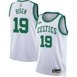 White Classic Arnie Risen Twill Basketball Jersey -Celtics #19 Risen Twill Jerseys, FREE SHIPPING