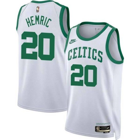 White Classic Dick Hemric Twill Basketball Jersey -Celtics #20 Hemric Twill Jerseys, FREE SHIPPING