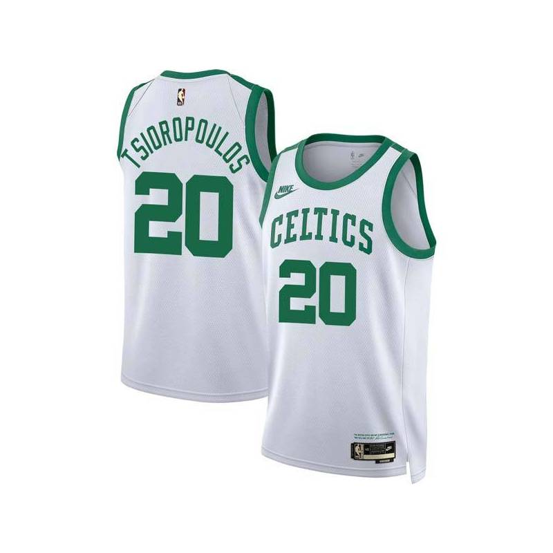 White Classic Lou Tsioropoulos Twill Basketball Jersey -Celtics #20 Tsioropoulos Twill Jerseys, FREE SHIPPING