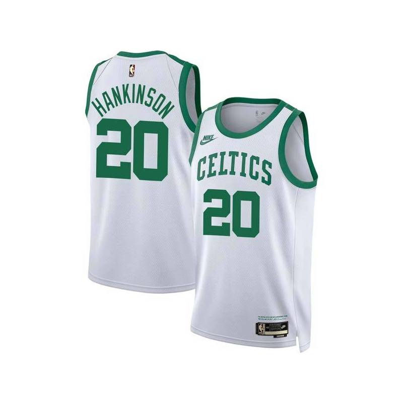 White Classic Phil Hankinson Twill Basketball Jersey -Celtics #20 Hankinson Twill Jerseys, FREE SHIPPING