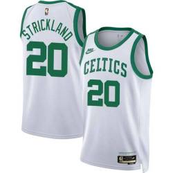 White Classic Erick Strickland Twill Basketball Jersey -Celtics #20 Strickland Twill Jerseys, FREE SHIPPING