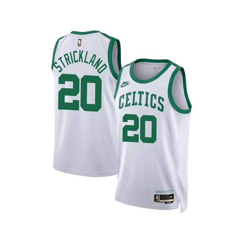 White Classic Erick Strickland Twill Basketball Jersey -Celtics #20 Strickland Twill Jerseys, FREE SHIPPING