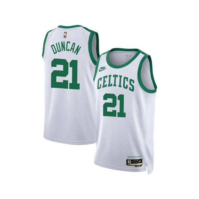 White Classic Andy Duncan Twill Basketball Jersey -Celtics #21 Duncan Twill Jerseys, FREE SHIPPING